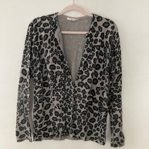 Grey leopard print sweater